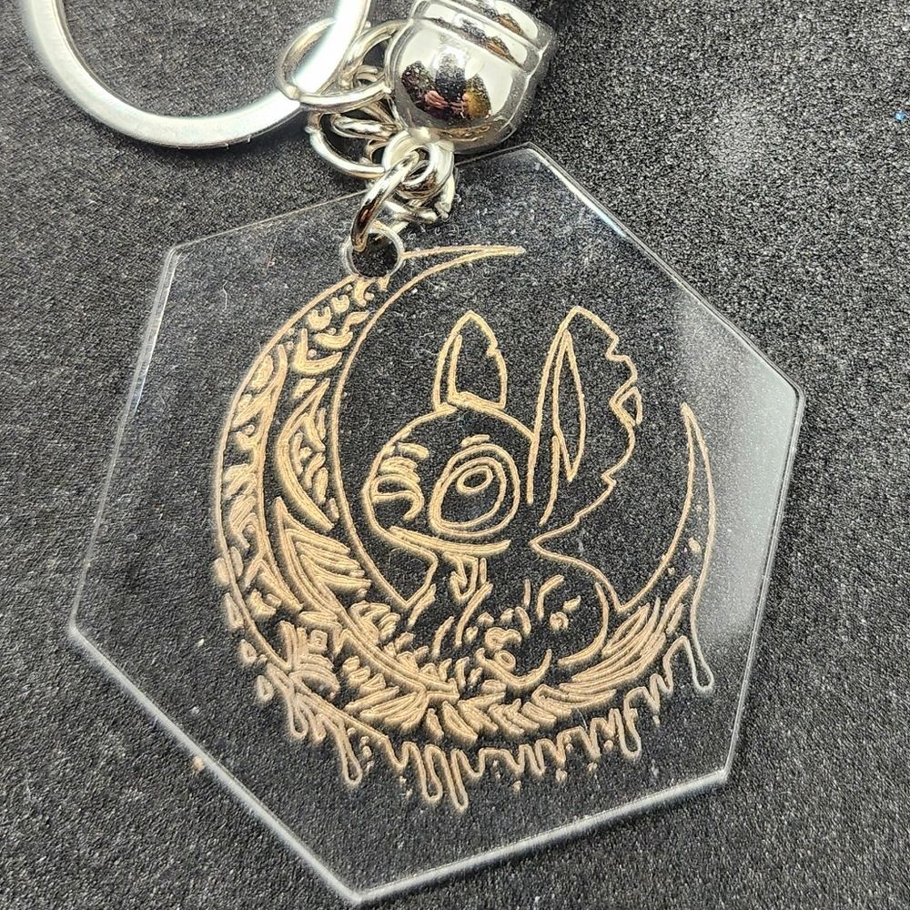 Hand Crafted Keychain Alien Black Silver Bag Charm, Zipper Pull with Tassel